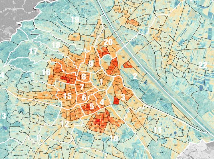 Hitzekarte zeigt die heißesten Grätzel