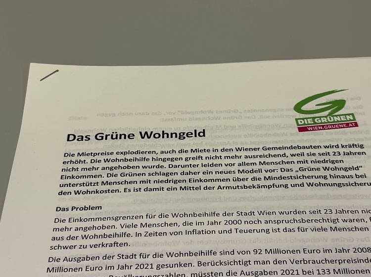 Wiener Grüne schlagen "Grünes Wohngeld" vor