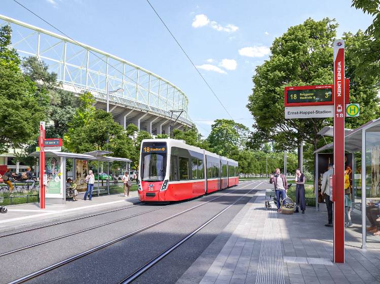 Linie 18 fährt bald bis zum Ernst-Happel-Stadion